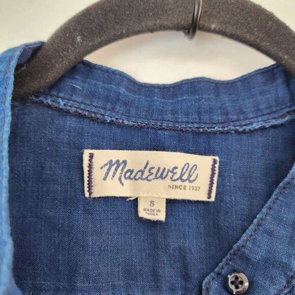 Madewell Blue Lightweight Popover Blouse Shirt Lagenlook 100% Cotton Women's S - Picture 4 of 5